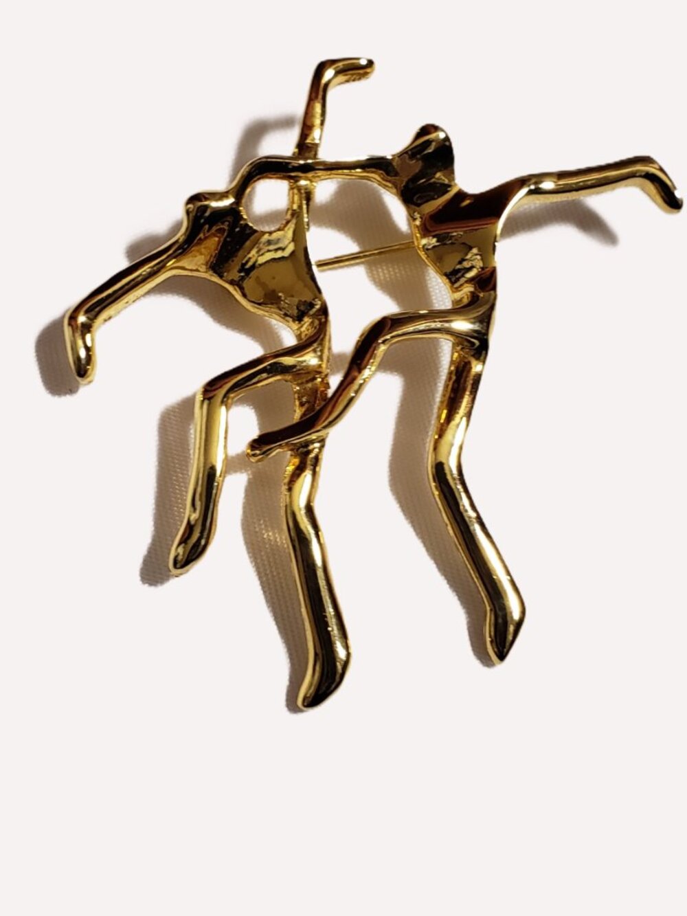 Vintage Modernist Gold Modern Dancers Brooch - Unisex Art Pin